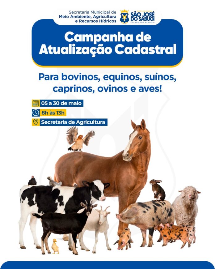 Campanha de atualização cadastral para animais tem início nesta segunda (5) em São José do Sabugi