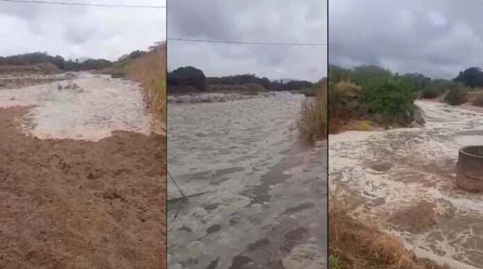 Comerciante se emociona ao registrar início da cheia no Rio Farinha na região de Patos nesta terça-feira de carnaval (16). Veja o vídeo