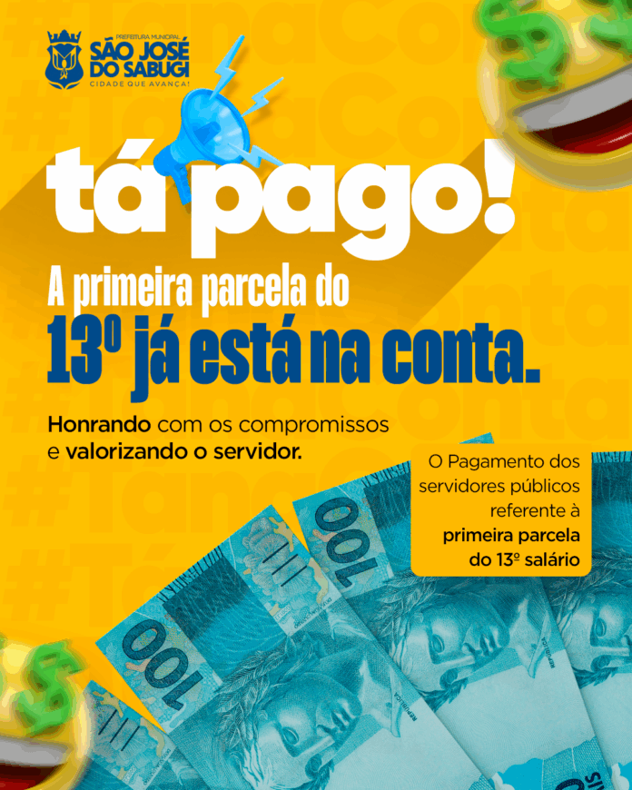 Prefeitura de São José do Sabugi antecipa 50% do 13º salário e anima o início do São Pedro