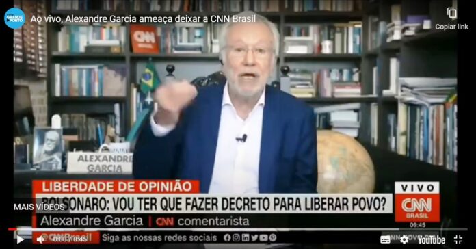 Ao vivo, Alexandre Garcia se desentende com apresentador e ameaça deixar CNN Brasil
