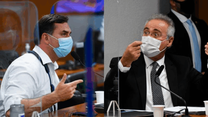 Flávio Bolsonaro chama Renan Calheiros de vagabundo, que retruca e senadores protagonizam barraco na CPI da Covid-19, veja o vídeo