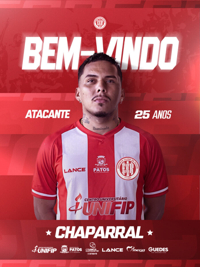 Atacante Chaparral, novo reforço do Esporte de Patos para a Copa Paraíba 2026