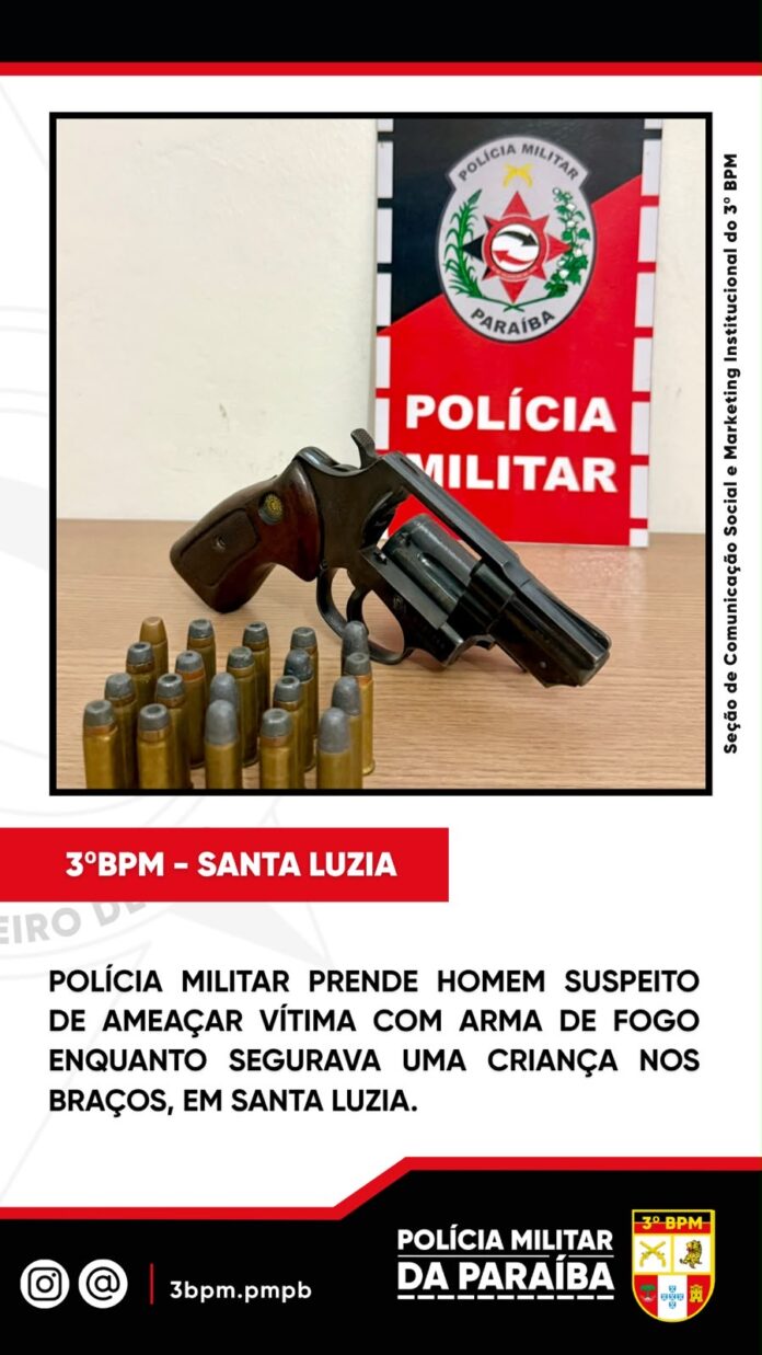 Revólver Taurus calibre .38 e 20 munições apreendidos pela Polícia Militar em Santa Luzia